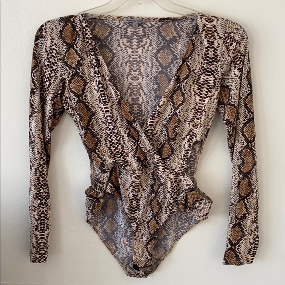Brown/tan snake skin print bodysuit